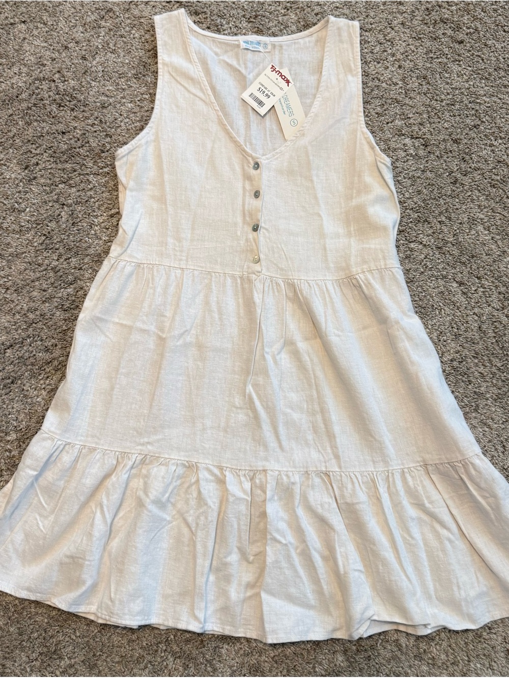 Dreamers Soft Ivory V-Neck Button Front Linen Top